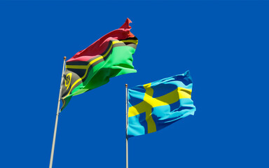 Flags of Vanuatu and Sweden.