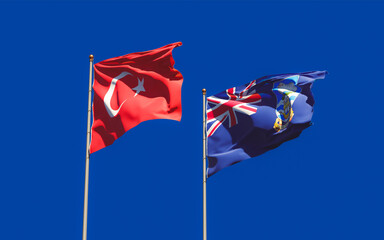 Flags of Falkland Islands and Turkey.