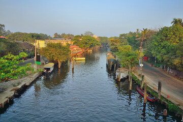 Fototapeta premium Aerial view of canal in Alleppey, Kerala