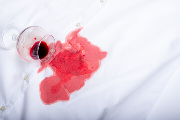 Fototapeta na wymiar stain wine on the shirt. Space for text