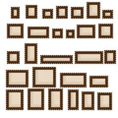 Picture frame pixel art. Picture frame set. Vector illustration.