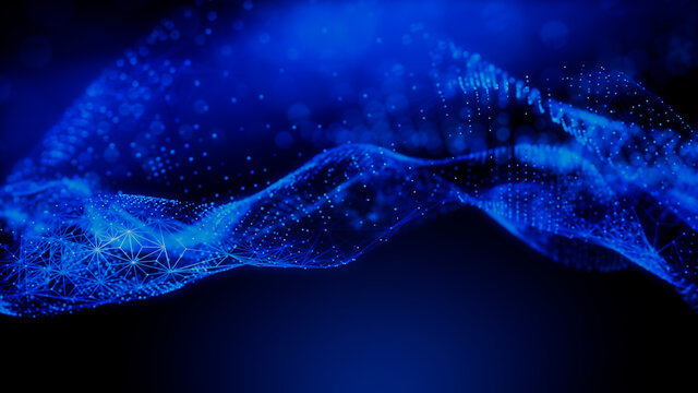 Big Data Vizualisation concept. Information represented as a High Tech Futuristic Particle Network. Abstract background. 3D render