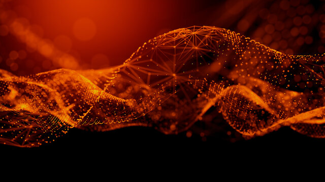 Medical Innovation concept. Scientific information represented as a High Tech Futuristic Particle Network. Abstract background. 3D render