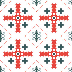 Obraz premium Towel with ornament, called rushnyk in vector. Embroidered good like handmade cross-stitch ethnic Ukraine pattern.