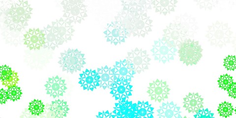 Light green vector background with christmas snowflakes.