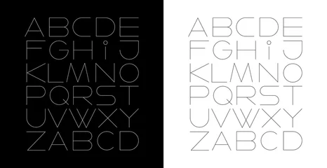 Gordijnen Twee opties van Line Art Font Design vectorillustratie geïsoleerd op een zwarte en op een witte achtergrond. ©  danjazzia