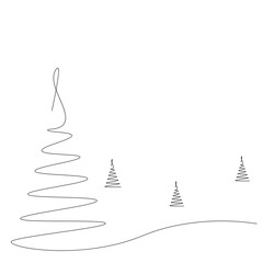 Christmas forest background with trees, vector illustration