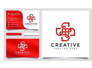 Abstract Medical Plus creative logo design vector illustration, minimalist elegant, modern company business card template