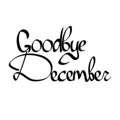 Good bye December, isolated calligraphy phrase, words design template, vector illustration