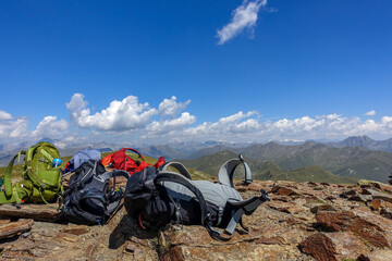 Backpack on top of the german alps