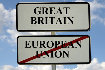 Panneau indiquant la sortie de la Grande Bretagne de l'Union Europ&eacute;enne