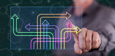 Man touching a digital decision concept