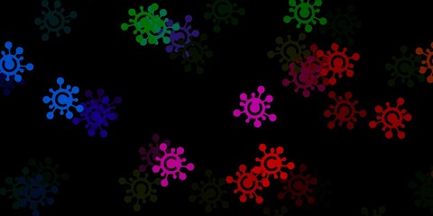 Fototapeta na wymiar Dark pink, green vector backdrop with virus symbols.