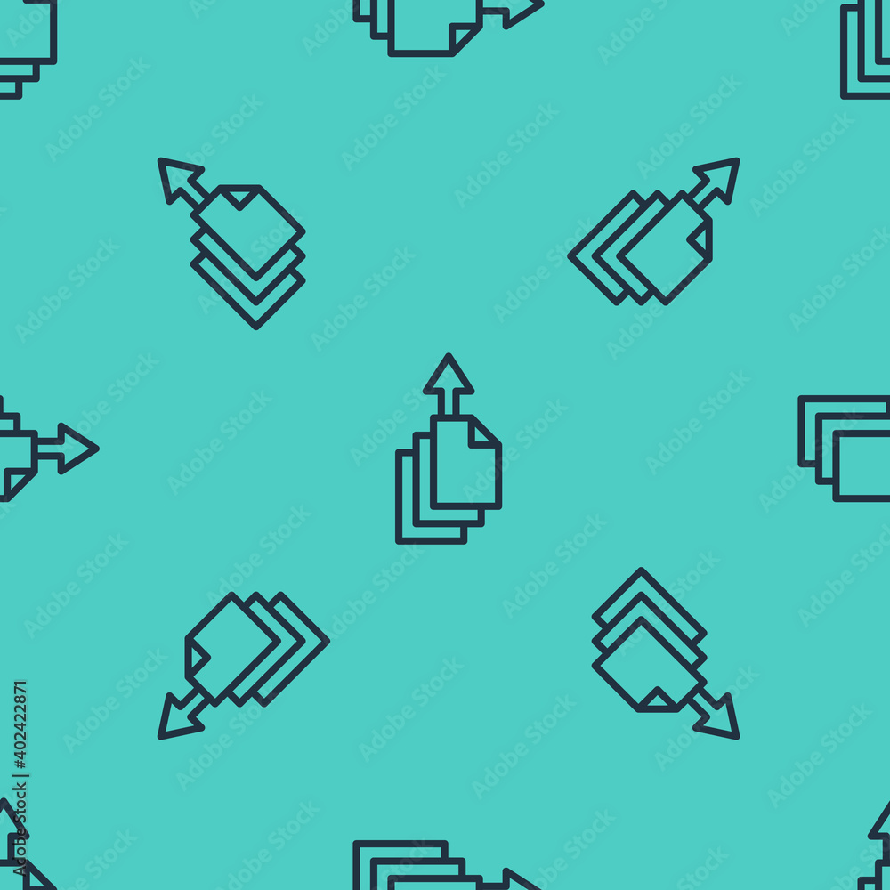 Poster black line data export icon isolated seamless pattern on green background. vector.