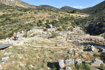 Vista de los principales monumentos y sitios de Grecia. Ruinas de Micenas (Mycenae), ciudad de Agamenón (Agamemnon)