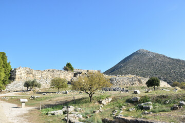 Vista de los principales monumentos y sitios de Grecia. Ruinas de Micenas (Mycenae), ciudad de...