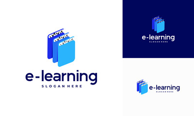 Online Education Logo template, pixel book education logo template designs vector illustration