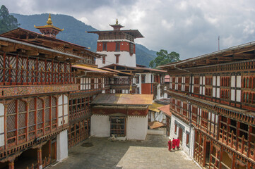 View of the inner courtyard in Trongsa dzong in Central Bhutan the religious and administrative...
