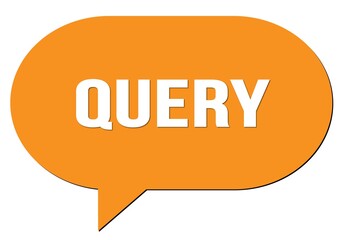 QUERY text written in an orange speech bubble