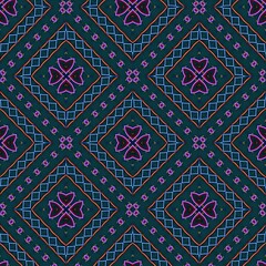 Seamless pattern with symmetric geometric ornament.
