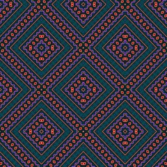 Seamless pattern with symmetric geometric ornament.
