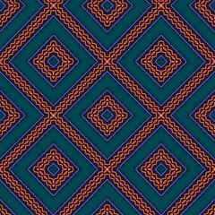Seamless pattern with symmetric geometric ornament.
