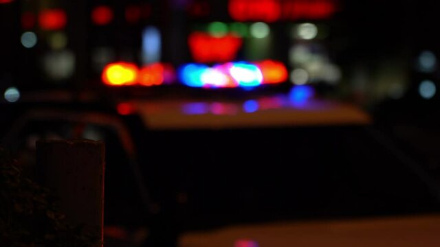 Crime Scene Police Car Lights Out of Focus