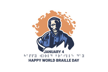January 4. Happy World Braille Day vector illustration. Suitable for greeting card, poster and banner. 