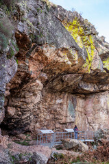 Visitor at Chiquita Cave, Villuercas geopark, Spain