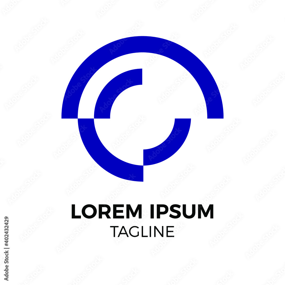 Aufkleber connection circle shutter logo. technology abstract line target vector logotype. eps 10 vector illus