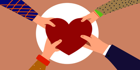 Hands holding a heart, give and share love to people