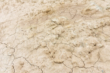 Dry lake in the process of drought and lack of rain or moisture. Dried lake under the impact of...