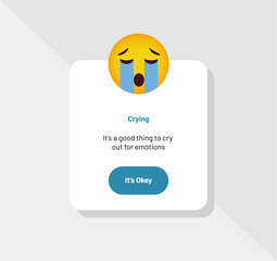 Emoticon Reaction, Crying Greeting Card - Vector