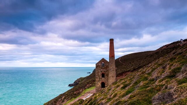 Time Lapse movie of Chapel Porth Mine in St. Agnes in Cornwall, Europe