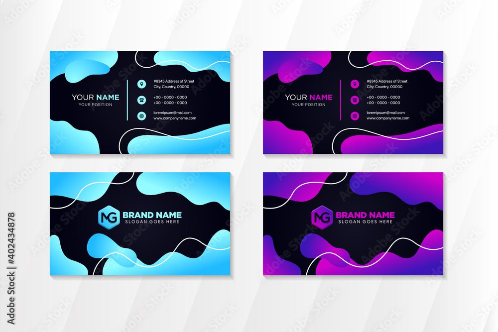 Poster abstract business card use horizontal layout. dark background combined with blue and purple gradient