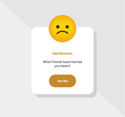 Emoticon Reaction Sad Moments, Greeting Card - Vector
