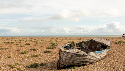 old fishing boat on the beach, Dungeness, Kent