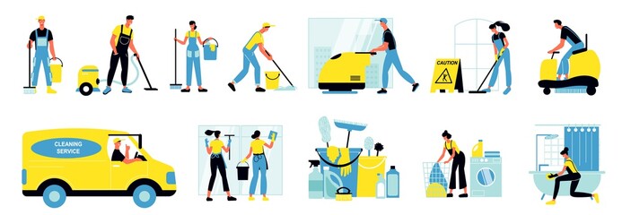 Fototapeta premium Cleaning Service Isolated Icons Set