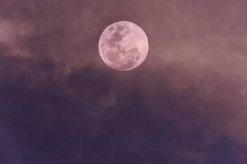Fototapeta na wymiar Full moon on sky in the evening.