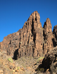 Gran Canaria, landscapes along the hiking route around the ravive Barranco Hondo, The Deep Ravine at the southern part of the 
island, full of caves and grottoes, close to small village Juan Grande