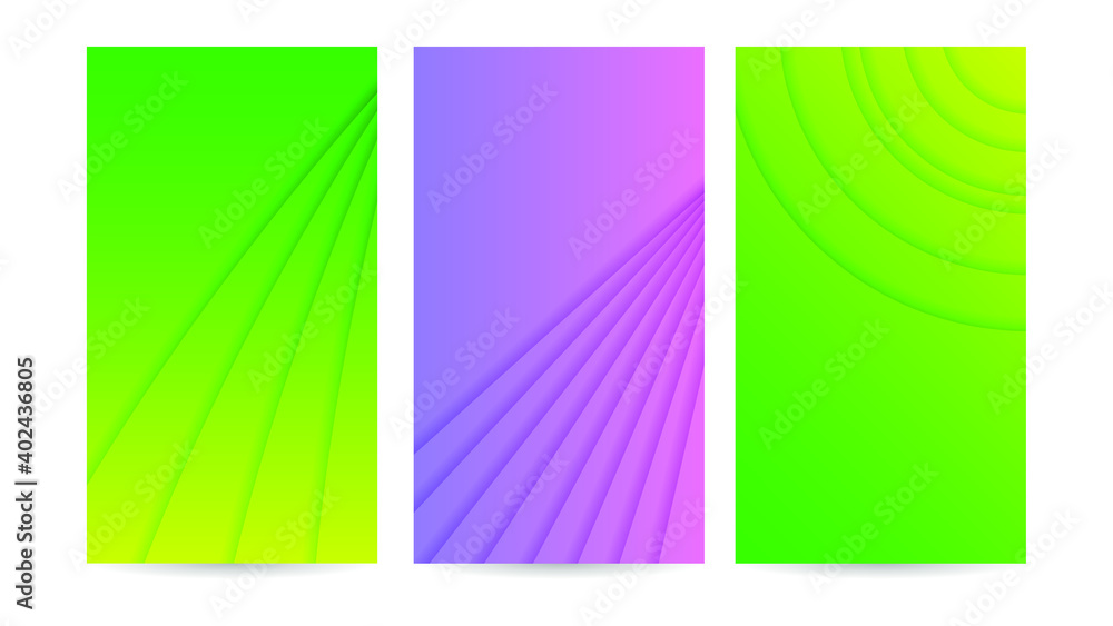 Poster set gradient collection abstract paper cut background vector shadows objects modern design