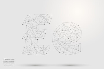 English letters abstract font consists 3d of triangles, lines, dots and connections. Vector illustration EPS 10.