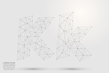 English letters abstract font consists 3d of triangles, lines, dots and connections. Vector illustration EPS 10.