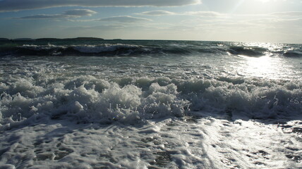 sunset over the winter Mediterranean sea