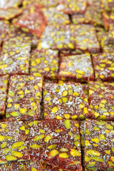 Traditional Turkish dessert or delight Cezerye for ramadan holiday. 