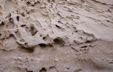 Gran Canaria, amazing sand stone erosion figures in ravines on Punta de las Arenas cape on the western part of the island, also called Playa de Artenara
