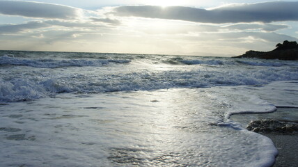 sunset over the winter Mediterranean sea