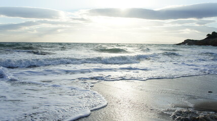 sunset over the winter Mediterranean sea