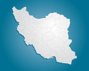 Vector map Iran divided regions, Asia country