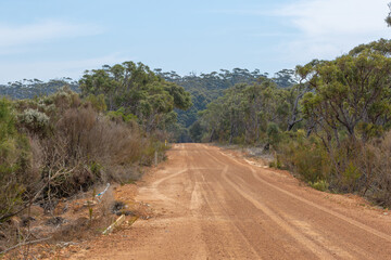 gravel road in the Broke Inlet close to Walpole in Western Australia